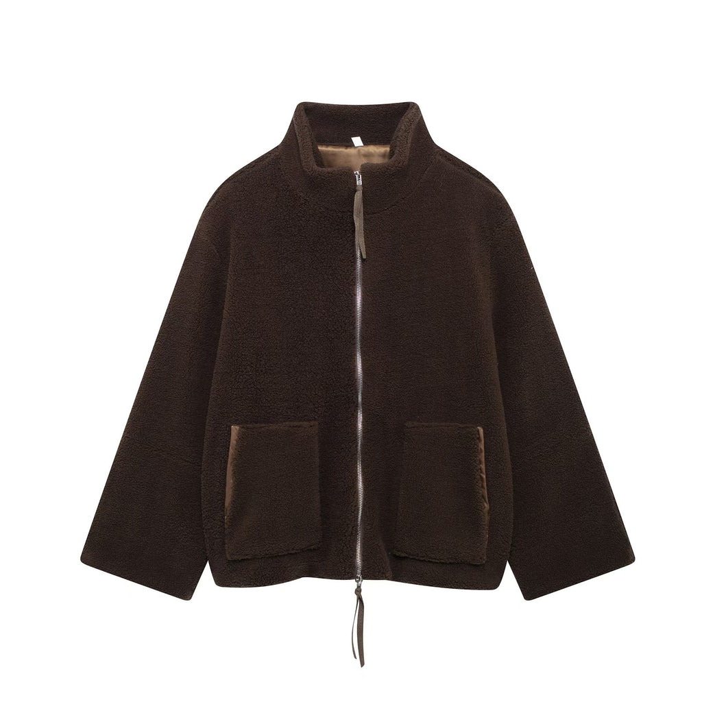 Damen Fleecejacke mit hohem Kragen und Reißverschluss EB