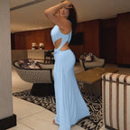 Damen Elegantes Maxikleid mit innovativem Schnitt und asymmetrischem Design EB