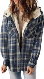 Damen Karierter Flanell-Jacke mit kuscheligem Innenfutter EB