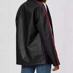 Damen Kunstlederjacke mit sportlichen Streifen EB
