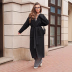 Damen Strickmantel mit Gürtel und praktischen Taschen EB