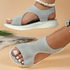 Damen Atmungsaktive Sandalen mit flexiblem Fußbett und modischen Cut-Outs EB