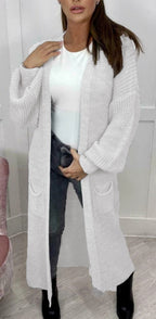 Damen Grobstrick-Cardigan im romantischen Design mit offenen Ärmeln EB
