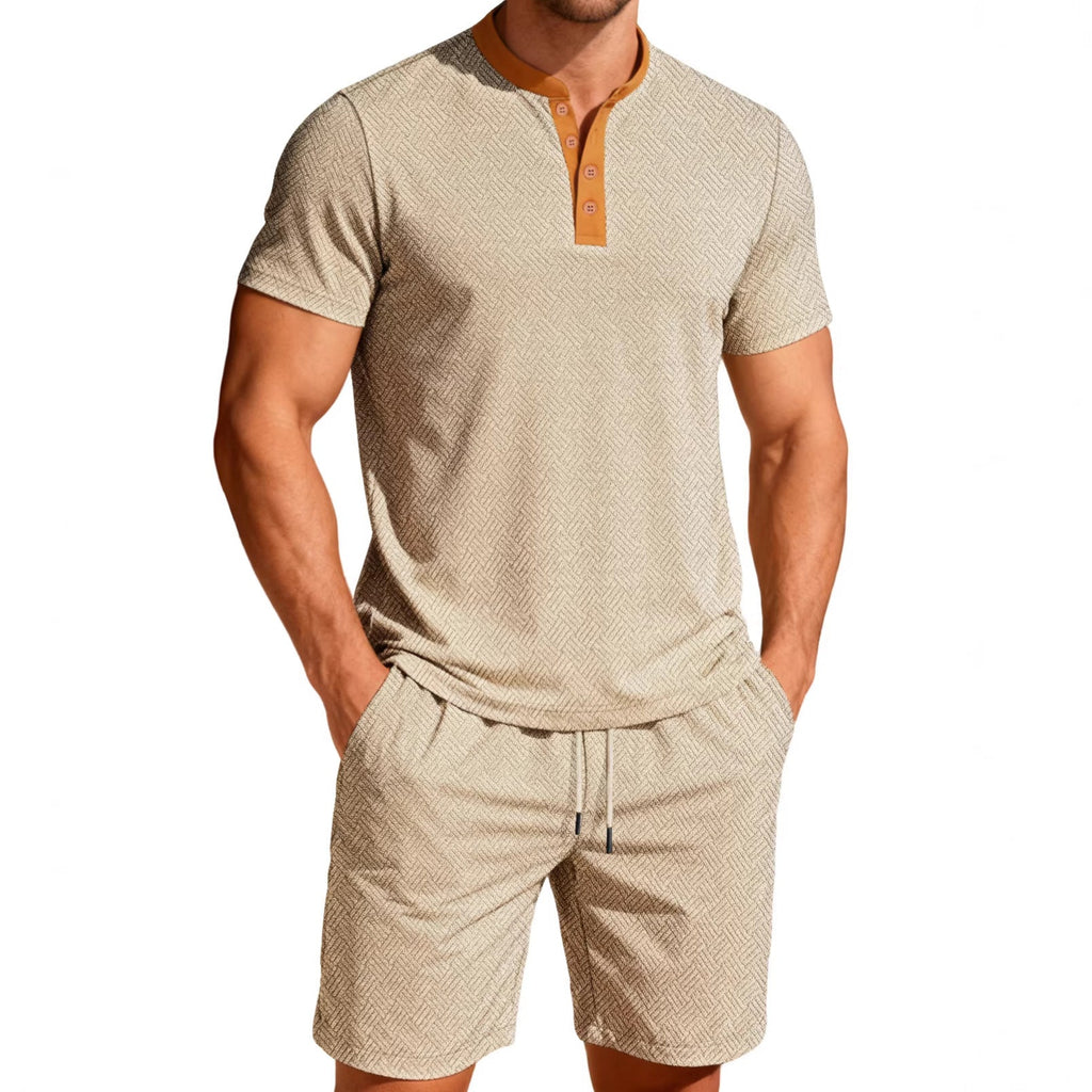 Maritimes Herren-Freizeitset mit Wellenstruktur