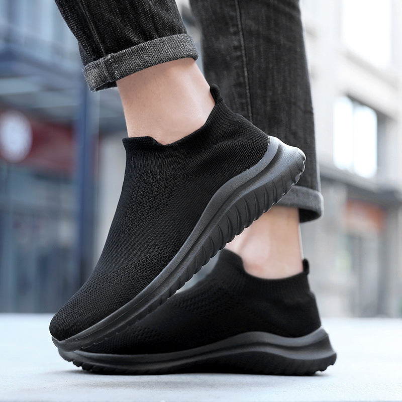 Unisex nan atmungsaktiver Strickslipper Sockenschuh mit elastischem Schaft und stoßdämpfender Sohle EB