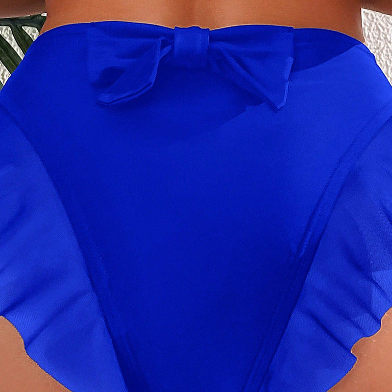Damen High-Waist Badeshorts mit Rüschendetails