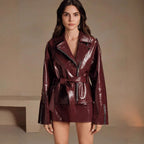 Damen Kunstlederjacke mit hochglänzendem Finish EB
