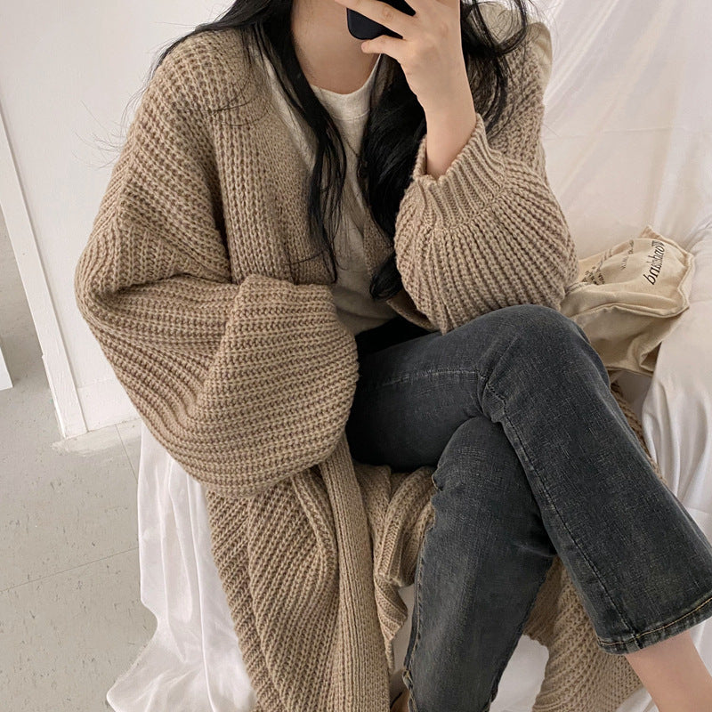 Damen Grober Strickcardigan mit offener Front und lässigem Schnitt EB