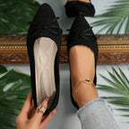 Damen elegante Ballerinas mit raffiniertem Schleifen-Detail und atmungsaktiver Obermaterialstruktur EB