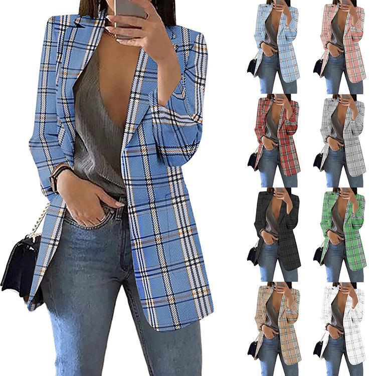 Damen Karierter Blazer mit modernem Schnitt und lässigen Details EB