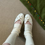 Damen Ballerinas mit modischem Schleifendesign und dekorativem Perlenbesatz EB