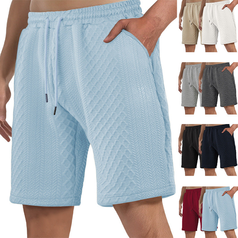 Strukturierte Herren-Loungeshorts mit elastischem Bund, Kordelzug und Seitentaschen