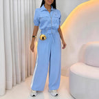 Lässiger Damen-Jumpsuit mit Reißverschluss und Palazzo-Bein
