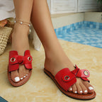 Damen Bequeme Flip-Flop-Pantoletten mit dekorativem Schleifen-Design EB