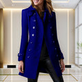 Damen eleganter Trenchcoat mit doppelter Knopfreihe und gewichtetem Kragen EB