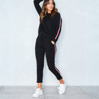 Damen modisches Sport-Set mit kontrastierenden Seitenstreifen und elastischem Bund EB