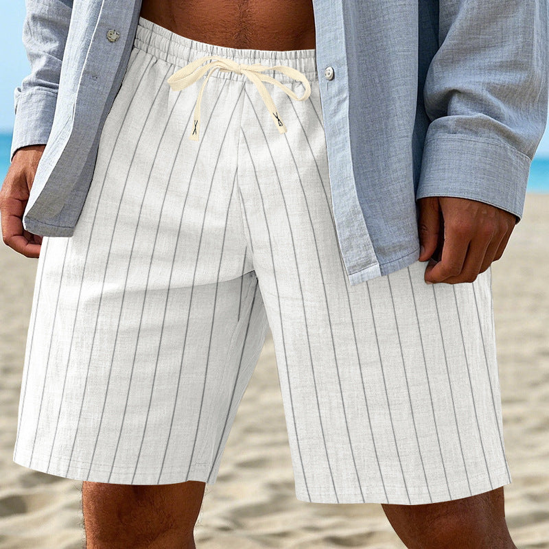 Herren-Bermudashorts mit Nadelstreifen und Kordelzug