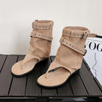 Damen dezente High-Top Sandalen mit dekorativen Schnallen EB