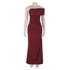 Damen Elegantes Abendkleid mit asymmetrischem Oberteil und figurformenden Raffungen EB