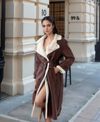 Damen eleganter Übergangs-Mantel mit Teddyfutter und doppelter Knopfleiste EB