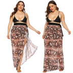 Damen Beach-Kimono aus transparentem Stoff mit trendigem Schlangenprint EB