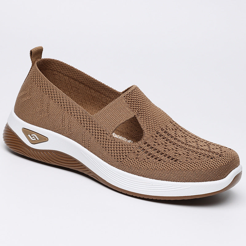 Damen bequeme Slip-On Schuhe mit atmungsaktiver Strickoberfläche EB