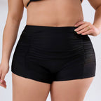 Damen-Badeshorts mit hoher Taille und Rüschendetails