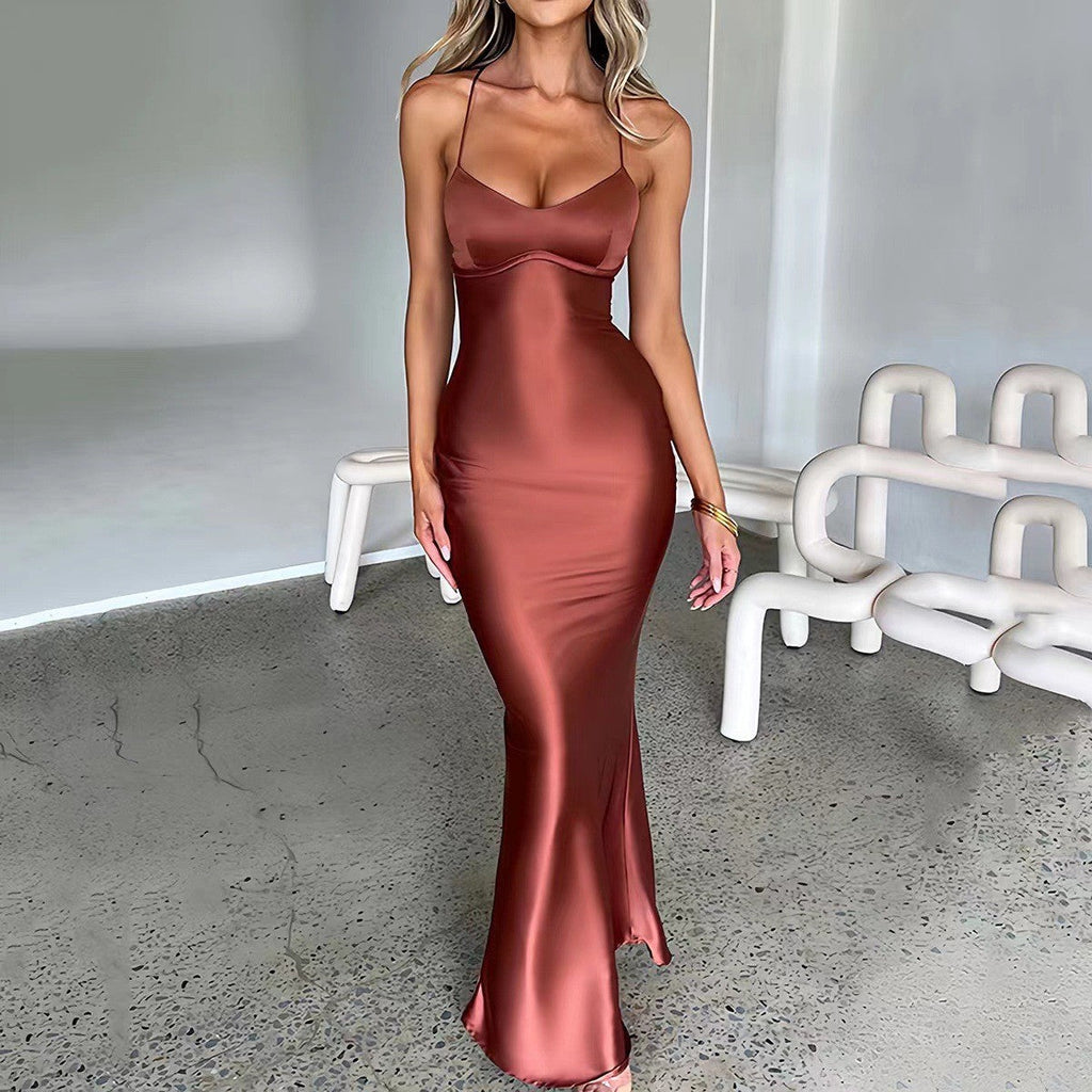 Damen elegantes Kleid mit schmalem Schnitt und trägerloser Silhouette EB
