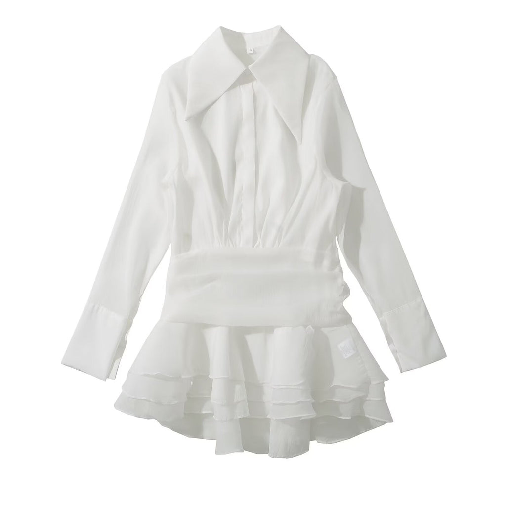 Damen Blusenkleid mit eleganter Rüschendetailierung EB