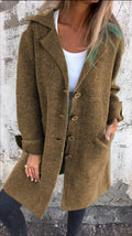Damen kuscheliger Oversize-Mantel mit praktischen Taschen und elegantem Revers EB