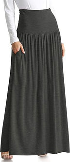 Damen Maxi-Rock mit elastischem Bund und Taschen EB