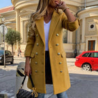 Damen eleganter Wollmantel mit schimmernden Knöpfen EB