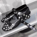Damen Ballerinas mit modischem Strass-Detail und dekorativem Riemendesign EB