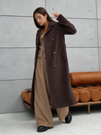 Damen Eleganter Wollmantel im doppelreihigen Design EB