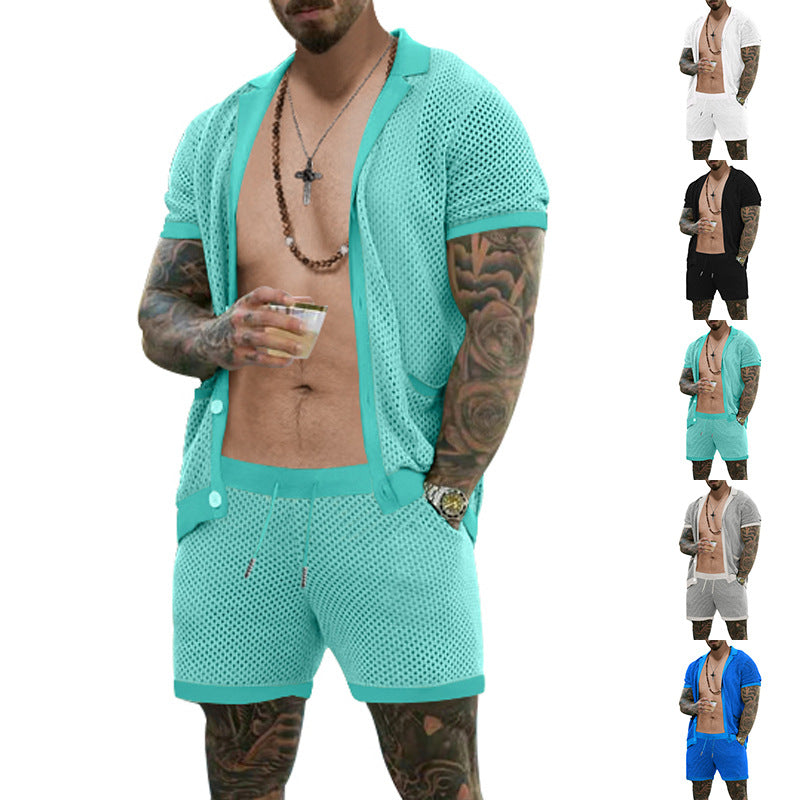 Herren-Strickset: Cardigan und Shorts