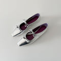 Damen Ballerinas mit schimmernder Metallic-Oberfläche und verspieltem Schleifendetail EB