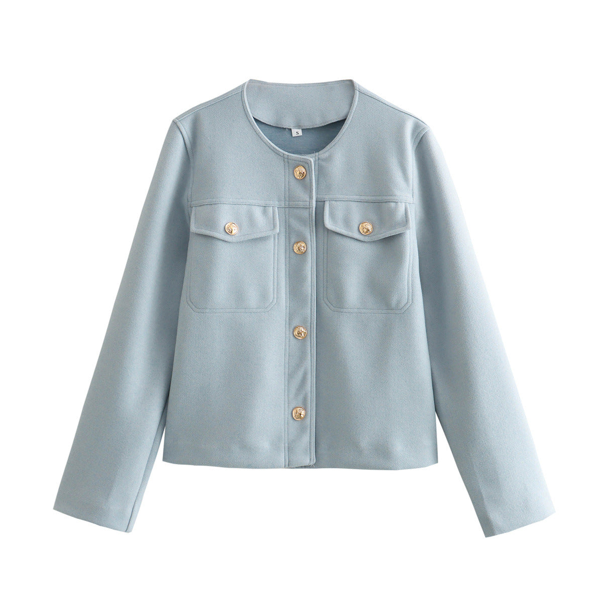 Damen elegante Bouclé-Jacke mit Knopfdetails und praktischen Taschen EB