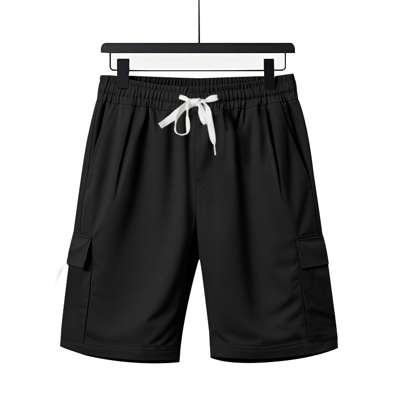 Herren nan elastische Cargo-Bermuda mit Kordelzug und Mehrfachtaschen EB