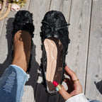 Damen elegante Ballerinas mit floralen Applikationen und rutschfester Sohle EB