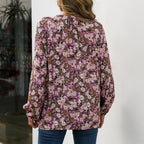 Damen lässige Bluse mit floralen Mustern und eleganten Rüschendetails EB