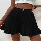 Damen Volant-Shorts mit elastischem Bund und seitlichen Taschen EB