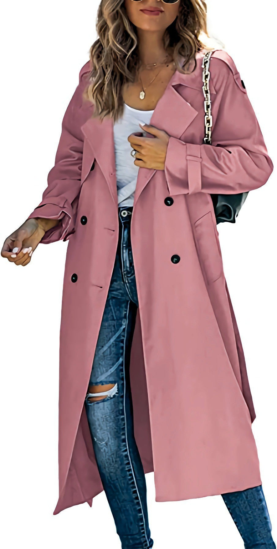 Damen Eleganter Trenchcoat im Oversize-Stil mit Taillengürtel EB