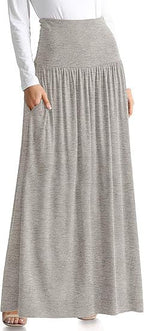 Damen Maxi-Rock mit elastischem Bund und Taschen EB