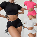 Damen Sportliches Crop-Top und Shorts-Set EB