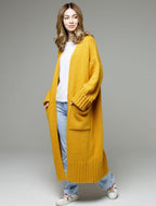 Damen Langer Strickmantel mit praktischen Taschen und strukturiertem Design EB