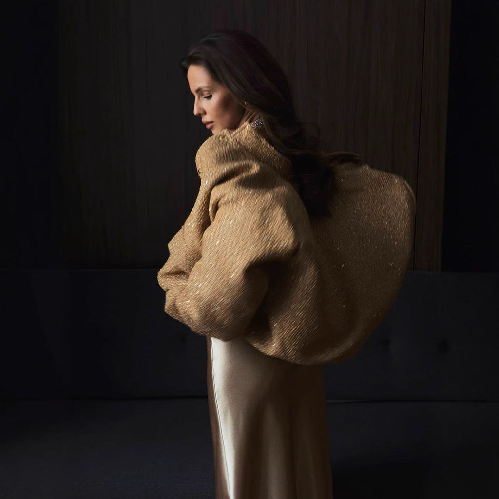 Damen Glitzerjacke mit praktischen Taschen und elastischem Saum EB
