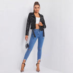 Damen Bikerjacke mit asymmetrischem Reißverschluss und Akzenten