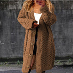 Damen Grobstrick Cardigan mit Knopfdetails und strukturiertem Muster EB
