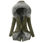 Damen gefütterte Parka mit Kunstfellkragen EB