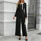 Eleganter Damen-Jumpsuit mit langen Ärmeln und Knopfleiste